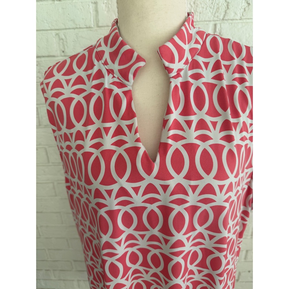 Lulu-B Dress Womens 1X Pink Excellent Sleeveless Geometric Split Neck Pocket - Picture 6 of 8